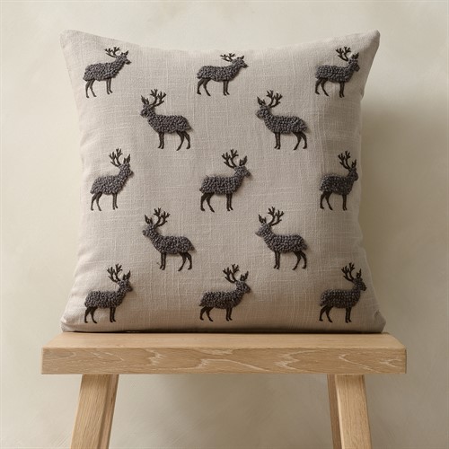 Stag Cushion Natural/Charcoal 45x45cm