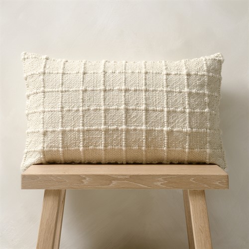 Check Hand Woven Cushion Ivory