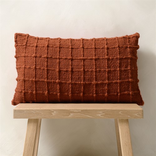 Check Hand Woven Cushion Terracotta