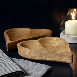 Heart Wooden Trays set of 2