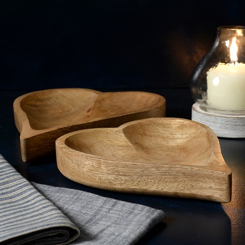 Heart Wooden Trays set of 2