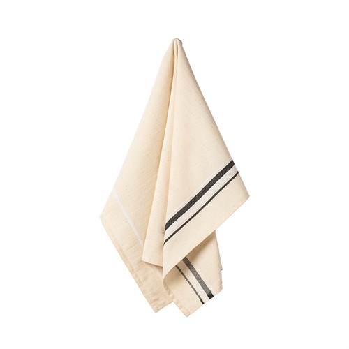 French Stripes Set of 2 Tea Towels Black