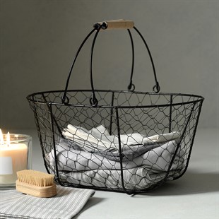 Wire Basket With Handles - Black