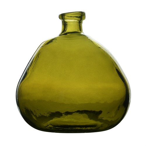Simplicity Blown Glass Vase 23cm Olive Green