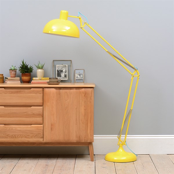 Retro Oversized Floor Desk Lamp Yellow The Cotswold Company