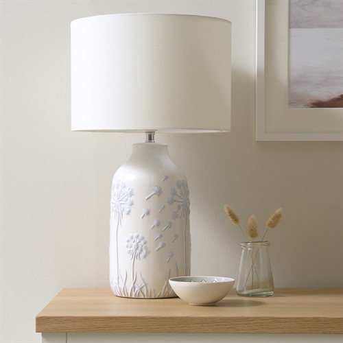 Dandelion Etched Lamp - Light Blue
