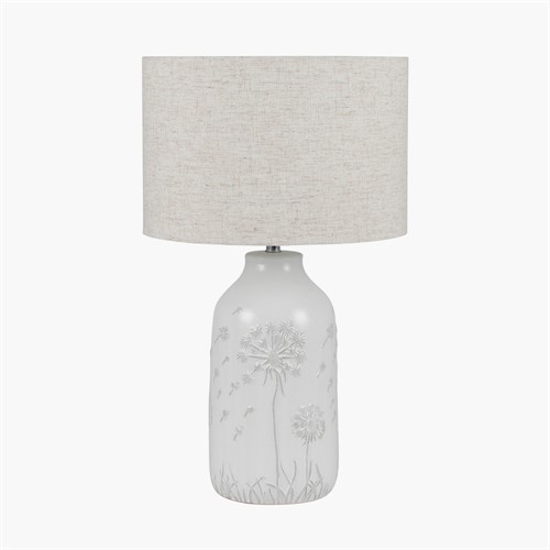Dandelion Etched Lamp - Soft Grey