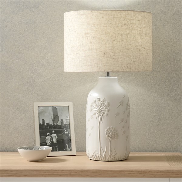Dandelion Etched Lamp Soft Grey The Cotswold Company