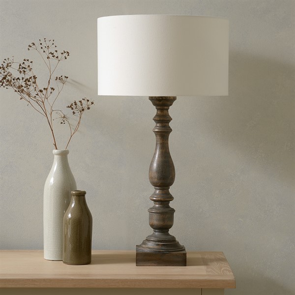 Elwyn Mango Wood Table Lamp Grey Wash, Table Lamp Accessories Uk