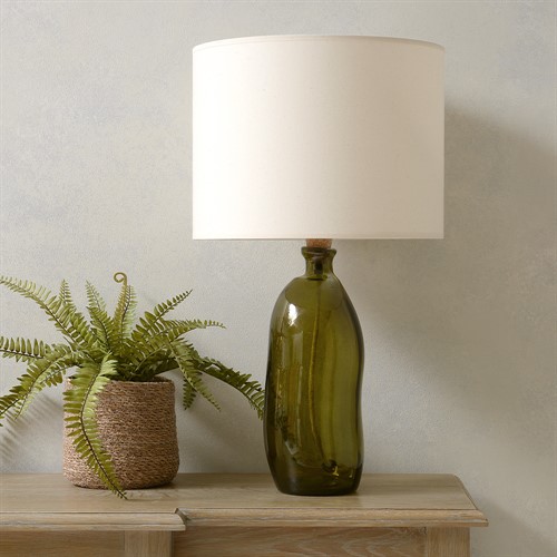 Simplicity Blown Glass Tall Table Lamp Olive Green