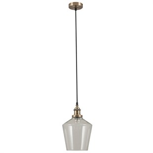 Madison Clear Glass Pendant With Antique Brass Fitting