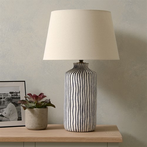 Bude Blue And White Stripe Stoneware Table Lamp