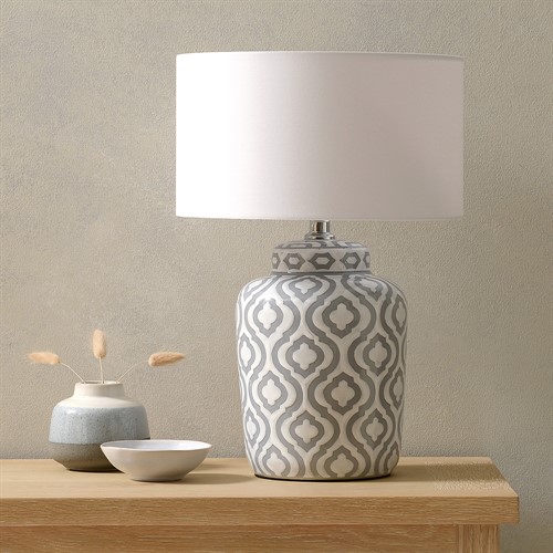 Celia Grey And White Pattern Ceramic Table Lamp