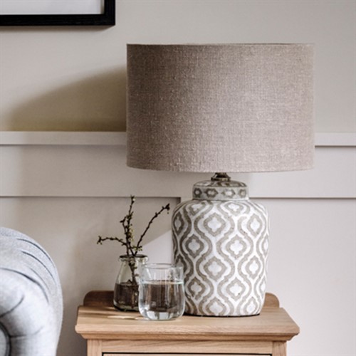 Celia Taupe And White Pattern Ceramic Table Lamp