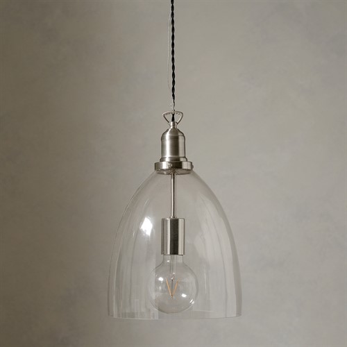 Roma Satin Nickel With Clear Glass Electrfied Pendant