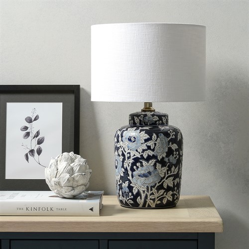 Fleur Blue Floral Ceramic Table Lamp