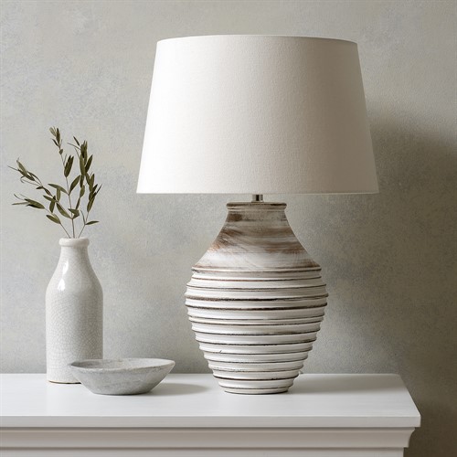 Calcutt Wooden Ribbed Table Lamp