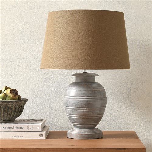 Clarington Grey Wash Wooden Table Lamp Olive