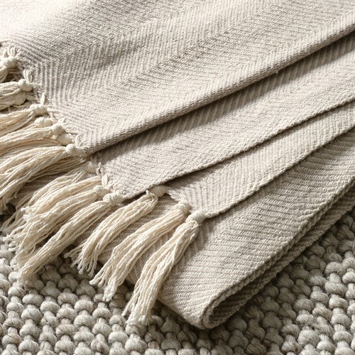 Herringbone Woven Throw Natural 140x190cm