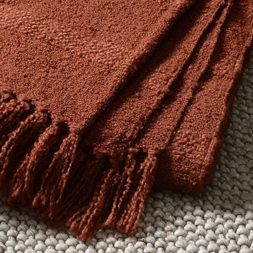 Textured Hand Woven Throw Terracotta