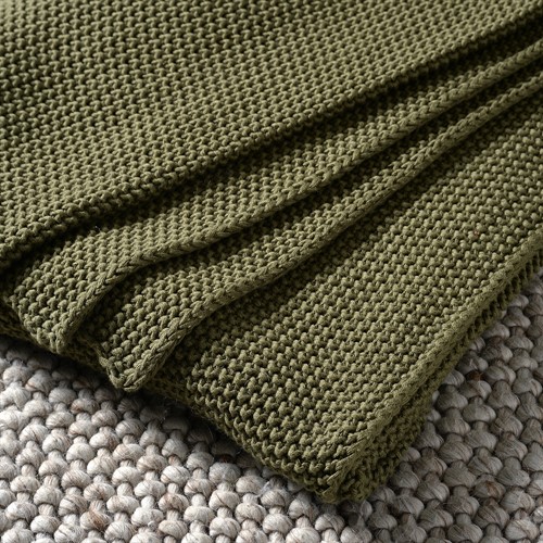 Chunky Knit Throw Forest Green