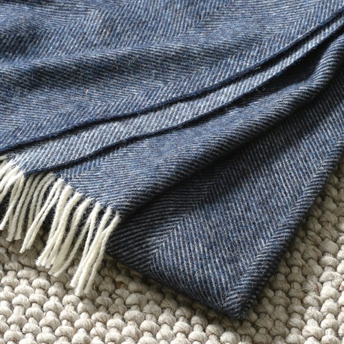 Herringbone Throw Dark Blue