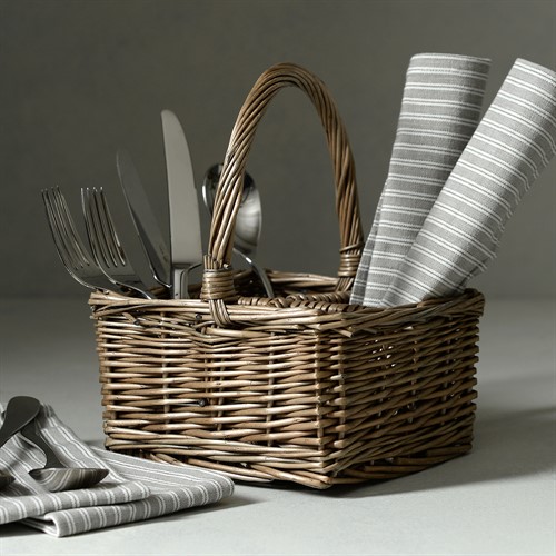 Antique Wash Square 4 Section Cutlery Basket