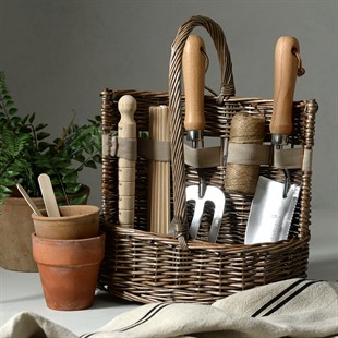 Small Antique Wash Deluxe Garden Tool Basket