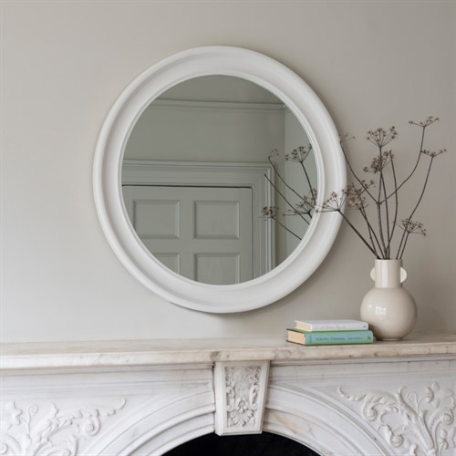 Warm White Round Mirror