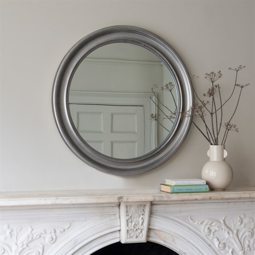 Silver Leaf round mirror