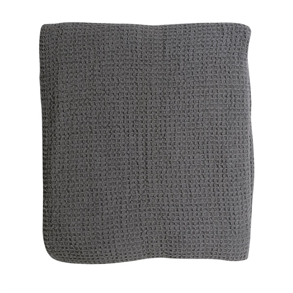 Dark Grey Waffle Blanket - The Cotswold Company
