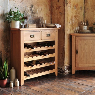 Oakland Rustic Oak Wine Cabinet