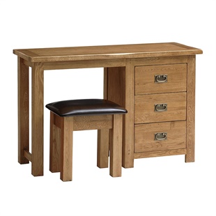 Oakland Rustic Oak Dressing Table and Stool