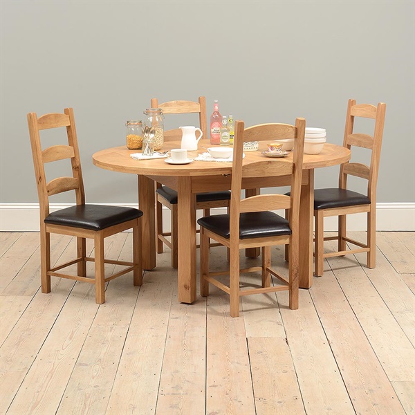 Light Oak 120-160cm Table and 4 Ladderback Chairs - The Cotswold Company