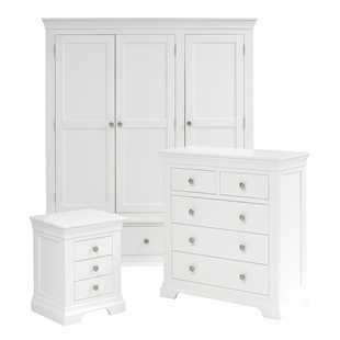 Chantilly Warm White Triple Wardrobe Bedroom Set