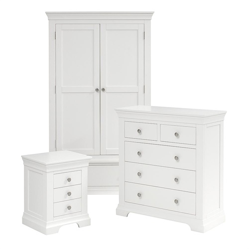 Chantilly Warm White Double Wardrobe Bedroom Set